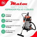 Aspirador swift infografías 70L