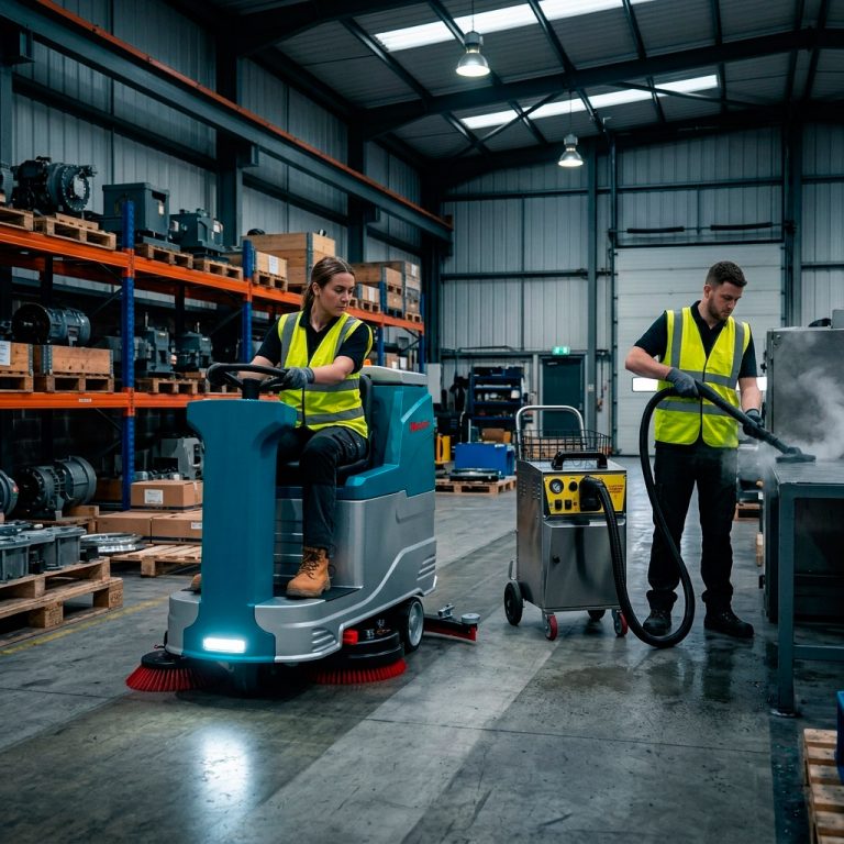 Tipos de limpieza industrial: comparativa por método, suciedad, superficie y riesgos